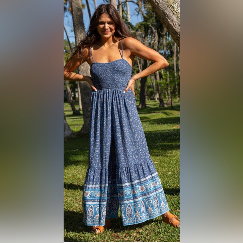 Blue floral natural life jumpsuit